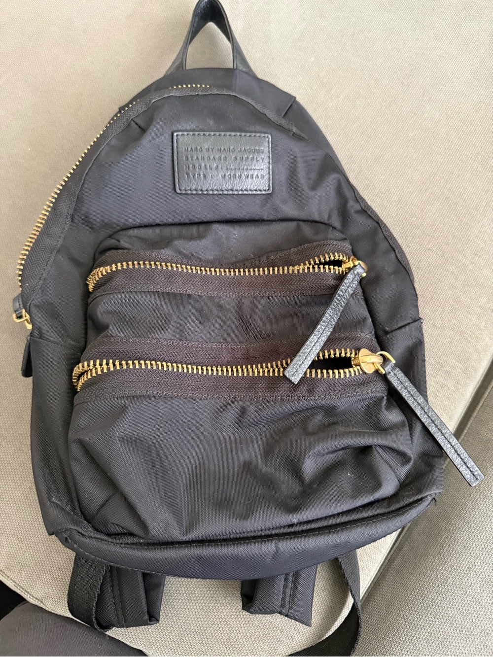 Marc by Marc Jacobs Black Nylon Mini Backpack with Gold Hardware